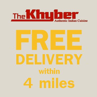 FREE DELIVERY - The Khyber Indian Restaurant, Swindon, the first and finest in Wiltshire